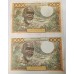 WEST AFRICAN STATES 1965 . ONE THOUSAND 1,000 FRANCS BANKNOTES . CONSECUTIVE PAIR